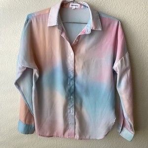 Superdown x Revolve Miranda Button Up Shirt Womens Size XS Pink Blue FLAW